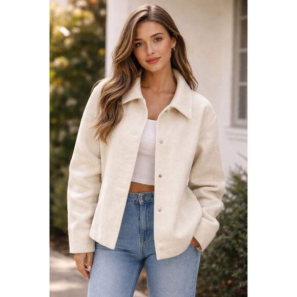 Banana Republic Jackets & Blazers - Cream Minimalist Wool Blend Jacket XL | Quiet Luxury Neutral Coat